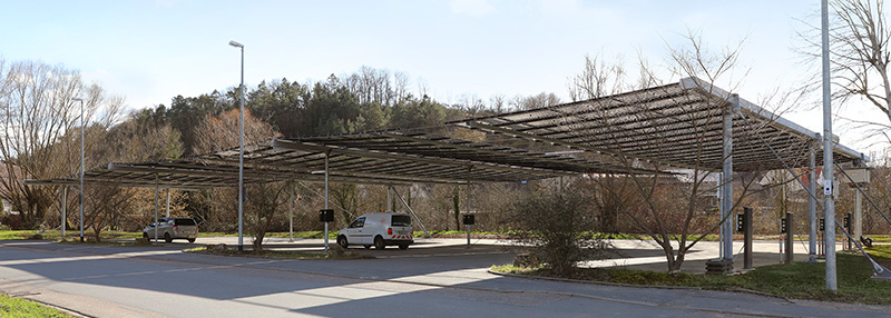 Stadtwerke Tauberfranken, Bad Mergentheim, PV Parkplatzüberdachung